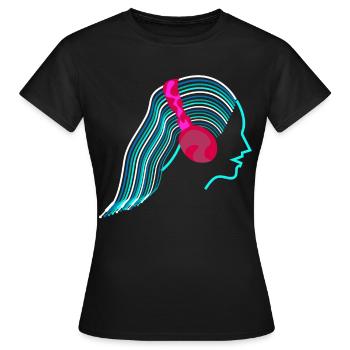 Synthétiseur Fils analogiques Synthétiseurs Synthétiseurs - T-shirt Femme - noir - Devant - AI Model Female 172 dark (172cm)