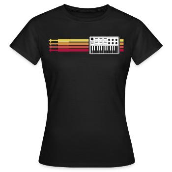 Synthétiseur Rétro Synthétiseurs Modulaires - T-shirt Femme - noir - Devant - AI Model Female 172 dark (172cm)