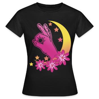 Looked in Vaporwave Moon Looked in - Women's T-Shirt - black - Front - AI Model Female 172 dark (172cm)