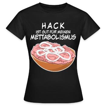 Mettbrötchen Hackfleisch Mett Mettigel - Frauen T-Shirt - Schwarz - Vorne - AI Model Female 172 dark (172cm)
