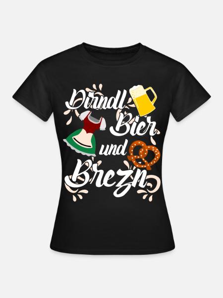 Dirndl Bier und Brezn - Frauen T-Shirt - Schwarz