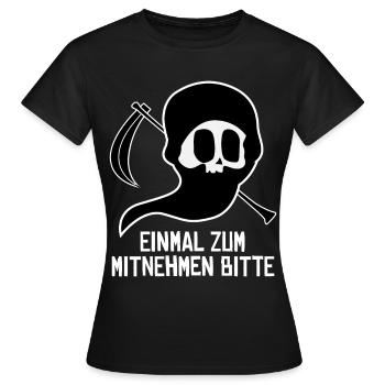 Sensenmann Witz Grim Reaper - Frauen T-Shirt - Schwarz - Vorne - AI Model Female 172 dark (172cm)