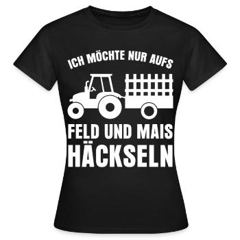 Landwirt Mais häckseln Güllebaron - Frauen T-Shirt - Schwarz - Vorne - AI Model Female 172 dark (172cm)