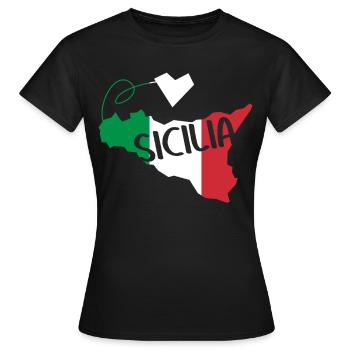 Sicile Italie Drapeau Cœur Sicile - T-shirt Femme - noir - Devant - AI Model Female 172 dark (172cm)