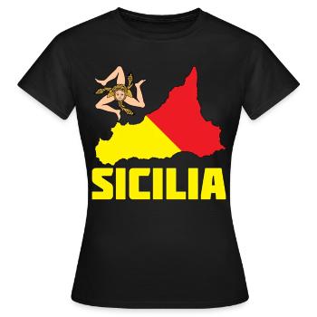 Sicile Drapeau Armoiries Sicile - T-shirt Femme - noir - Devant - AI Model Female 172 dark (172cm)