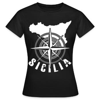 Sicile Italie Boussole Sicile - T-shirt Femme - noir - Devant - AI Model Female 172 dark (172cm)