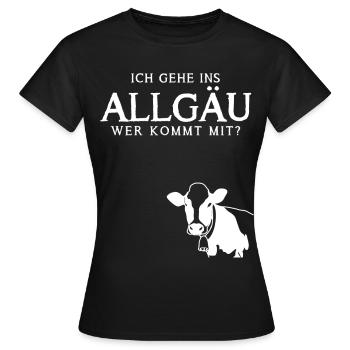 Allgäu Urlaub Kuh Alpen Allgäuer - Frauen T-Shirt - Schwarz - Vorne - AI Model Female 172 dark (172cm)