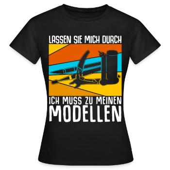 Modellbau Retro Modellbauer - Frauen T-Shirt - Schwarz - Vorne - AI Model Female 172 dark (172cm)