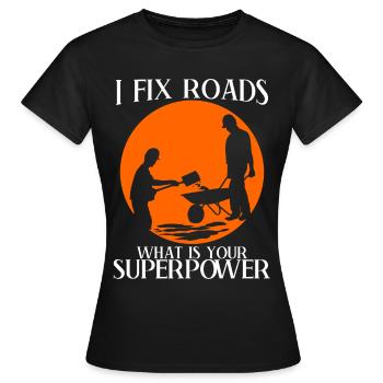 Entretien des routes Construction de routes Constructeurs de routes - T-shirt Femme - noir - Devant - AI Model Female 172 dark (172cm)