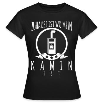 Kamin Ofen Witz Kaminofen - Frauen T-Shirt - Schwarz - Vorne - AI Model Female 172 dark (172cm)