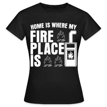 Kamin Ofen Feuerstelle Kaminofen - Frauen T-Shirt - Schwarz - Vorne - AI Model Female 172 dark (172cm)