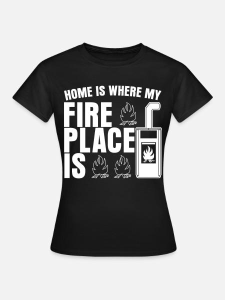 Kamin Ofen Feuerstelle Kaminofen - T-shirt dam - svart