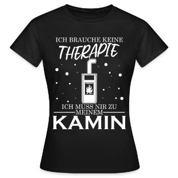 Kamin Ofen Kaminofen - Frauen T-Shirt - Schwarz - Vorne - AI Model Female 172 dark (172cm)