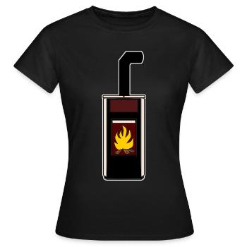 Kamin Feuerstelle Ofen Feuer Kaminofen - Frauen T-Shirt - Schwarz - Vorne - AI Model Female 172 dark (172cm)