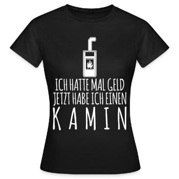 Kamin Brennholz Ofen Kaminofen - Frauen T-Shirt - Schwarz - Vorne - AI Model Female 172 dark (172cm)