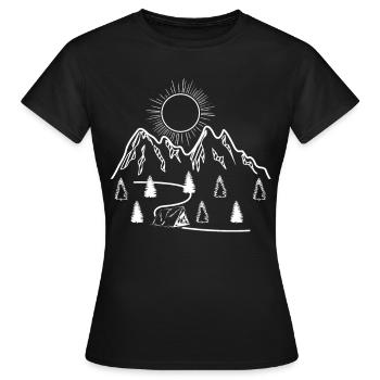 Outdoor Alpen Wandern Klettern Berge - Frauen T-Shirt - Schwarz - Vorne - AI Model Female 172 dark (172cm)
