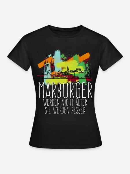 Marburg Stadt Gebäude Marburger - Frauen T-Shirt - Schwarz