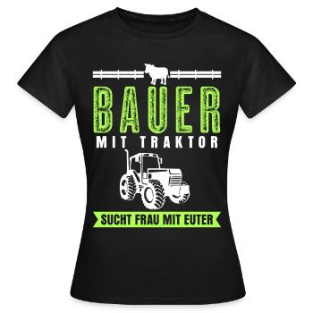 Single Bauer Traktor Alleinstehend - Frauen T-Shirt - Schwarz - Vorne - AI Model Female 172 dark (172cm)