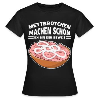 Mettigel Hackfleisch Mett Mettbrötchen - Frauen T-Shirt - Schwarz - Vorne - AI Model Female 172 dark (172cm)