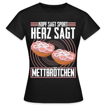 Hackfleisch Mett Mettbrötchen - Frauen T-Shirt - Schwarz - Vorne - AI Model Female 172 dark (172cm)