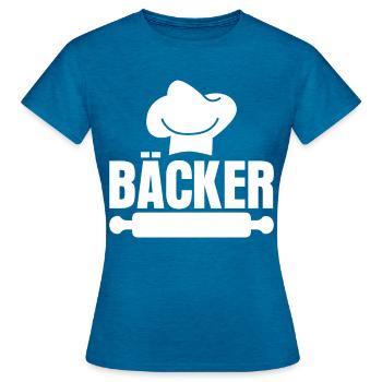Bäcker Backen Bäckerei - Frauen T-Shirt - Antikblaues Saphir meliert - Vorne - AI Model Female 172 dark (172cm)