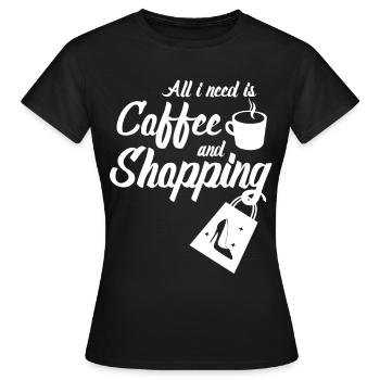 Shopping Einkaufen - Frauen T-Shirt - Schwarz - Vorne - AI Model Female 172 dark (172cm)
