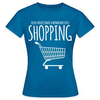 Shopping Einkaufswagen Einkaufen - Frauen T-Shirt - Antikblaues Saphir meliert - Vorne - AI Model Female 172 dark (172cm)