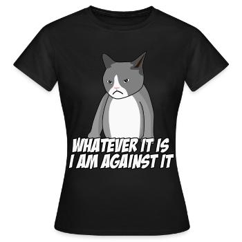 Chat contre la protestation Rejet non - T-shirt Femme - noir - Devant - AI Model Female 172 dark (172cm)