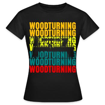 Banquette de tournage sur bois - T-shirt Femme - noir - Devant - AI Model Female 172 dark (172cm)