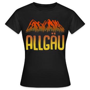 Allgäuer Berge Sonnenuntergang Allgäu - Frauen T-Shirt - Schwarz - Vorne - AI Model Female 172 dark (172cm)