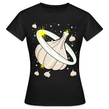 Ail Gousses d’ail Planète Knobi - T-shirt Femme - noir - Devant - AI Model Female 172 dark (172cm)