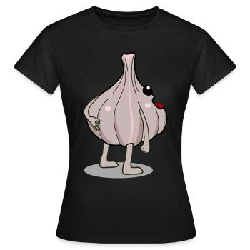 L’ail regardé dans les gousses d’ail - T-shirt Femme - noir - Devant - AI Model Female 172 dark (172cm)