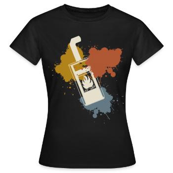 Kamin Ofen Retro Kaminofen - Frauen T-Shirt - Schwarz - Vorne - AI Model Female 172 dark (172cm)