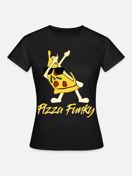 Pizza Funghi oder Funky Pizzabäcker - Frauen T-Shirt - Schwarz