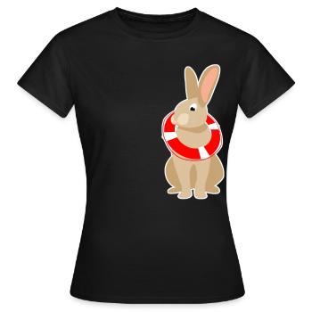 Lapin avec bouée de sauvetage - T-shirt Femme - noir - Devant - AI Model Female 172 dark (172cm)
