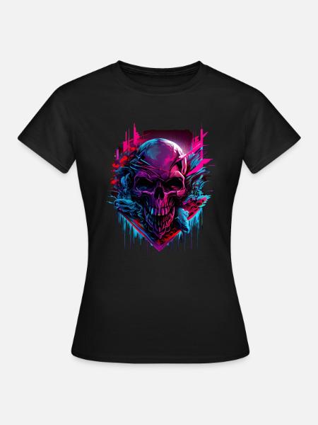 Skull Colorful Cloud - Frauen T-Shirt - Schwarz