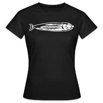 Sardine with sunglasses Herring - Women's T-Shirt - black - Front - AI Model Female 172 dark (172cm)