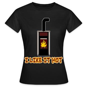 Kamin Brennholz Ofen Feuer Kaminofen - Frauen T-Shirt - Schwarz - Vorne - AI Model Female 172 dark (172cm)