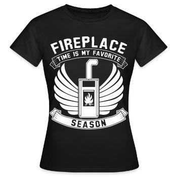 Ofen Kaminofen Brennholz Kamin - Frauen T-Shirt - Schwarz - Vorne - AI Model Female 172 dark (172cm)