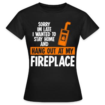 Kamin Spruch Ofen Kaminofen Brennholz - Frauen T-Shirt - Schwarz - Vorne - AI Model Female 172 dark (172cm)