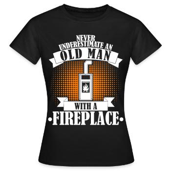 Kamin Ofen Kaminofen Brennholz - Frauen T-Shirt - Schwarz - Vorne - AI Model Female 172 dark (172cm)