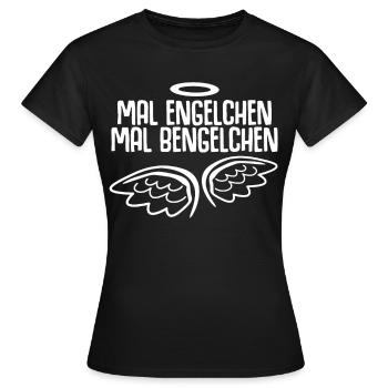 Engelchen Bengelchen Engel Bengel - Frauen T-Shirt - Schwarz - Vorne - AI Model Female 172 dark (172cm)