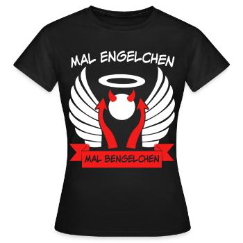 Engel Bengelchen Bengel Heiligenschein - Frauen T-Shirt - Schwarz - Vorne - AI Model Female 172 dark (172cm)