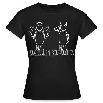 Heiligenschein Engel Bengelchen Bengel - Frauen T-Shirt - Schwarz - Vorne - AI Model Female 172 dark (172cm)