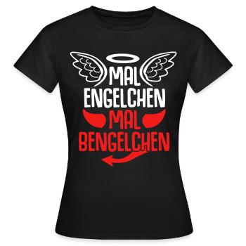 Engel Heiligenschein Bengelchen Bengel - Frauen T-Shirt - Schwarz - Vorne - AI Model Female 172 dark (172cm)