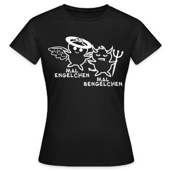 Engelchen Teufelchen Bengelchen Bengel - Frauen T-Shirt - Schwarz - Vorne - AI Model Female 172 dark (172cm)