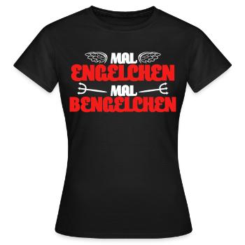 Engelchen Bengelchen Witz Bengel Engel - Frauen T-Shirt - Schwarz - Vorne - AI Model Female 172 dark (172cm)