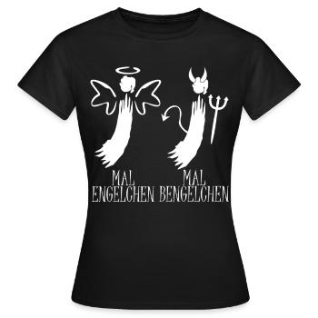 Engelchen Kostüm Bengelchen Bengel Engel - Frauen T-Shirt - Schwarz - Vorne - AI Model Female 172 dark (172cm)