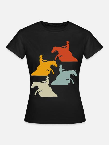 Reining Reiten Retro Westernreiten - Frauen T-Shirt - Schwarz