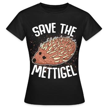 Mettigel Mettbrötchen Hackfleisch Mett - Frauen T-Shirt - Schwarz - Vorne - AI Model Female 172 dark (172cm)